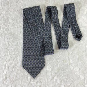 Van Heusen 100% silk neck tie Geometric Foulard Blue Silver